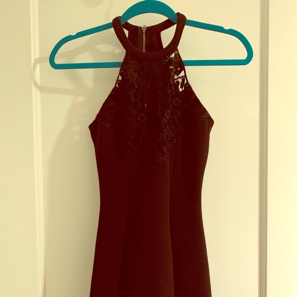 Black Material Girl Lace Halter Dress